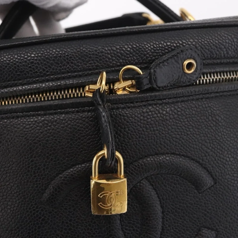 CHANEL Black Caviar Vanity Crossbody Bag with Gold Hardware